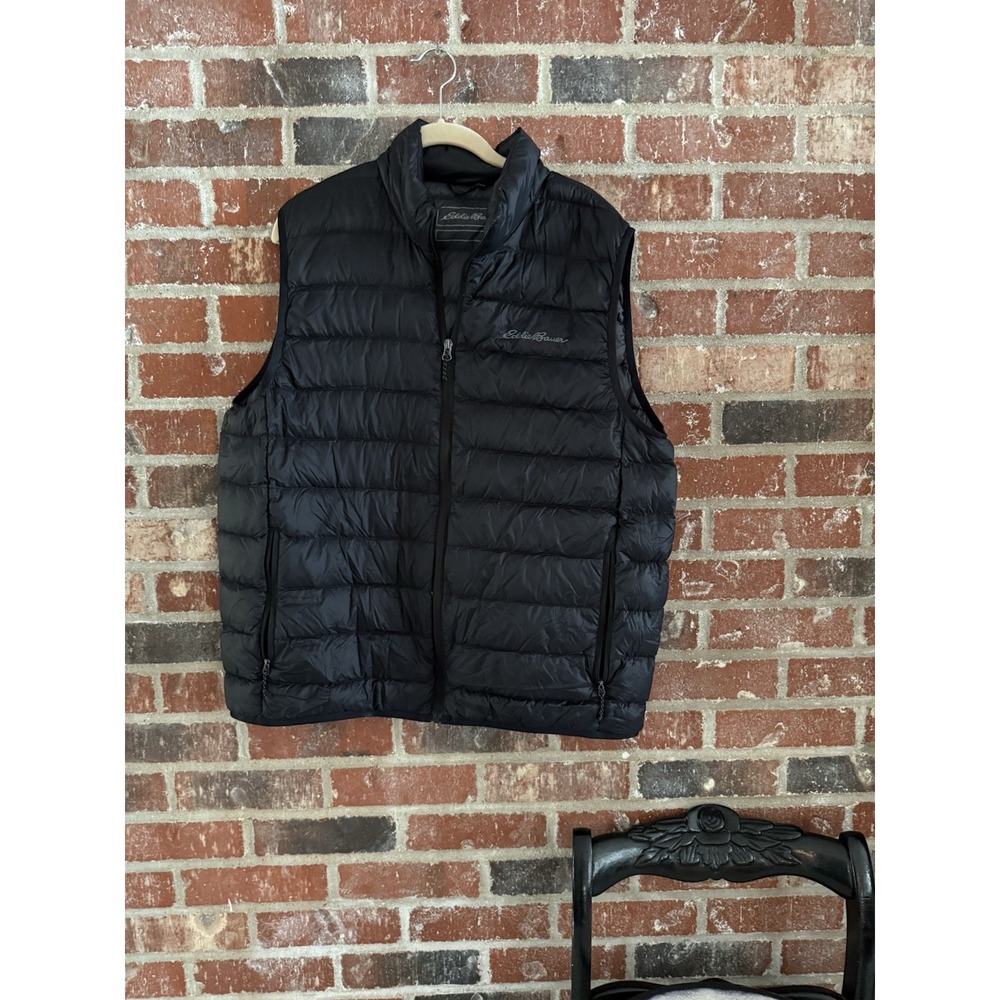 Eddie‎ Bauer Vest Mens L Black Down Puffer Down Vest